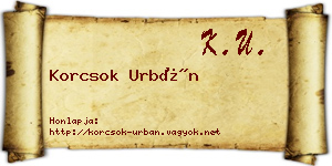 Korcsok Urbán névjegykártya